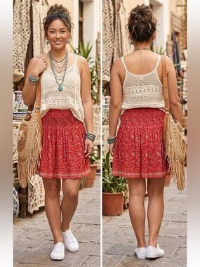 Cute Red Floral Skirt!